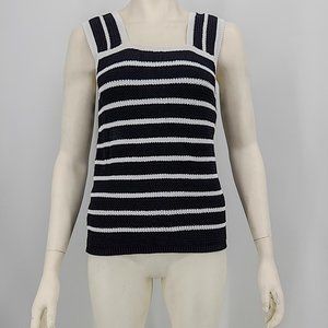 LOFT Women’s Black & White Striped Lightweight Sweater Top Size Medium